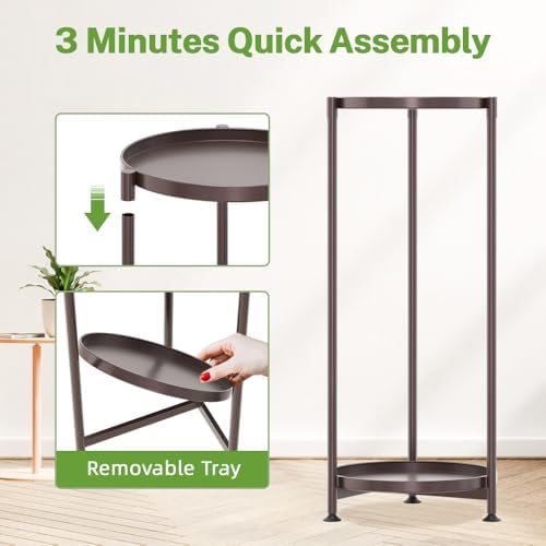 iDavosic.ly 2 Tier Metal Plant Stand Indoor Outdoor, 29 Inch Tall, Bronze - Image 4