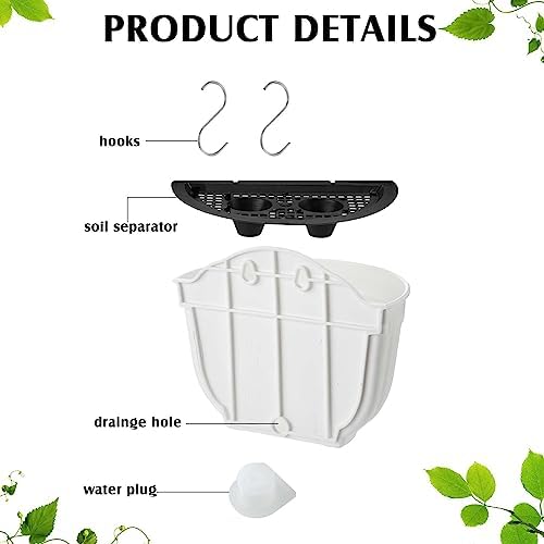 Zubebe 16 Pcs Resin Wall Hanging Planters White Hanging Flower Pots with Drainage Hole Fence Planters for Indoor Outdoor Plant Balcony Railing Decor(8.07 x 6.69 x 4.92'') - Image 2