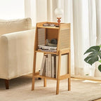 Ladder Shelf Bamboo Ladder Shelf Bookshelf Rack Floor Rattan Bookcase Cabinet Bedroom Bedside Storage Locker for Living Room, Bathroom, Study, Office Ladder Bookcase(Natural,Small) - Image 4