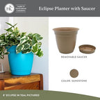 The HC Companies Eclipse Round Planter Pot, 12 Inch, Sandstone, 2-Pack - Image 2