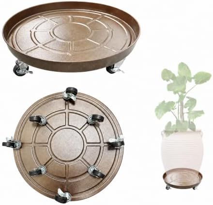 20" Metal Heavy Duty Rolling Plant Caddy with Wheels, 2-Pack Stand by AyaLight