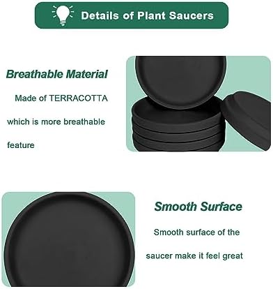 vensovo 8 Inch Black Terracotta Plant Saucer Pots Tray - 4 Pcs Round Planter Saucers for Indoor & Outdoor Plants, Large Clay Trays Perfect for 7 Inch 7.5 Inch 8 Inch Flower Pot - Image 6
