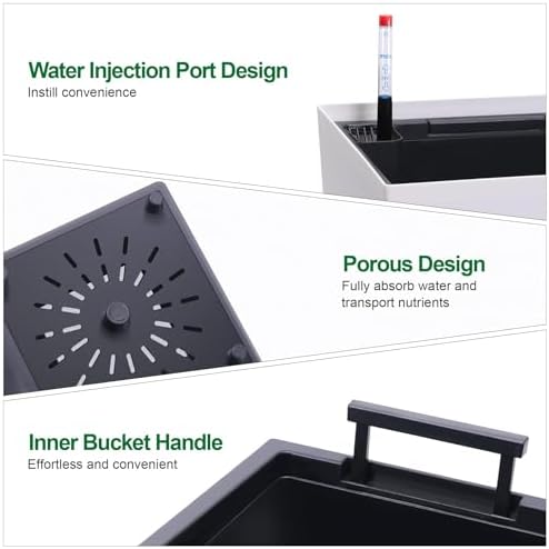 22.5" Tall Self-Watering Planters Set of 2, Indoor & Outdoor Flower Pots - Image 4