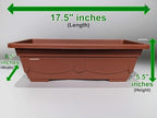 18" Inch Terracotta Style Window Box Plastic Planter - Rectangular Large Flower Boxes for Outdoor Plants, Lightweight Clay-Look, Indoor Herb Gardens & Willow Sills, Durable, Patio, Garde (10) - Image 4