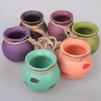 Dangling Southwest Desert Colors Ceramic, Set of six Hanging pots - Image 6