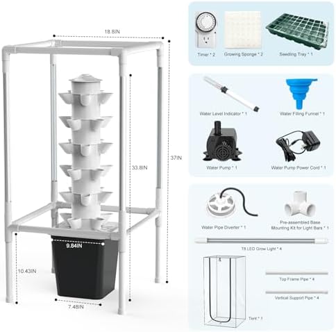 JESLED 6 Tiers Hydroponics Growing System Kits with LED Grow Lights,Tent - Image 6