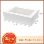 Mefleet 25pcs 14x10x4 Cake Boxes with Window Quarter Sheet Bakery Boxes - Image 2