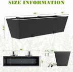 36 Inch Railing Planter Boxes, Heavy Duty Metal Hanging Planters with Adjustable Brackets, Outdoor Balcony Flower Box for Deck, Fence, Porch Railings - Image 4