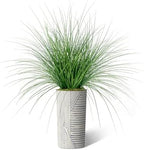 Artificial Tree in Geometric Pattern Planter, Fake Onion Grass Silk Tree for Indoor and Outdoor Home Decoration - 55" Overall Tall (Plant Pot Plus Tree) - Image 2