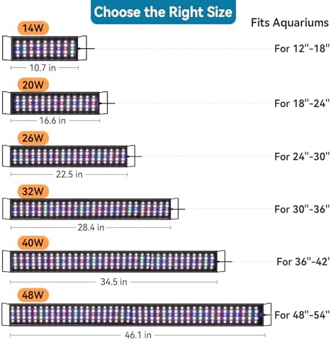 hygger Aquarium LED Light Fish Tank Full Spectrum Lighting with 24/7 Day-Night Cycle Mode & Auto On/Off Timer, 7 Colors Options, Dimmable, Extendable Bracket for 12~18inch Freshwater Plant Tank - Image 2