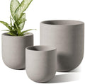 LE TAUCI 6, 8 & 10 Inch Ceramic Planter Set for Indoor Plants, Neutral Gray by LETAUCI