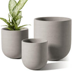 LE TAUCI 6, 8 & 10 Inch Ceramic Planter Set for Indoor Plants, Neutral Gray by LETAUCI