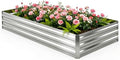6x3x1FT Galvanized Raised Garden Bed, Metal Planter, Silver,1 Pack by Tegarbed
