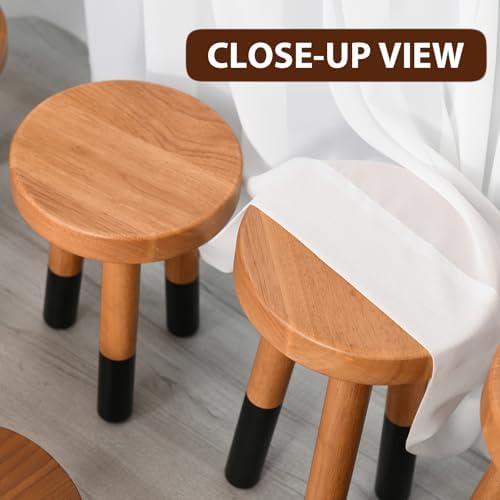 Rubber Wood 9" Round Plant Stand |Dip Dyed Black Stool, Wood Riser |Milking Stool (12" H) - Image 6