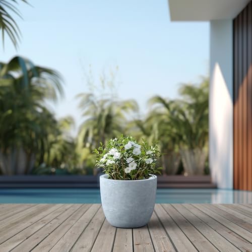 Kante Blue Gray Concrete Planter 14" Dia All-Weather Round Accent Pot - Image 4