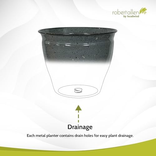 Headwind Riverside Collection – 8" Calcite Grey Glazed Decorative Plant Pots Indoor with Drainage & Outdoor - Modern Flower Pot Weather-Resistant Lightweight Planter by Robert Allen - Image 6