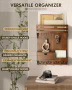 Rebee Vision Key Holder Wall Mount with Drawer Organizer for Entryway,Brown - Image 4
