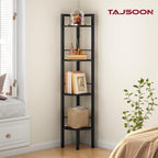 Tajsoon Small Corner Shelf Stand 4 Tier 48.5" with Metal Frame, Black - Image 6