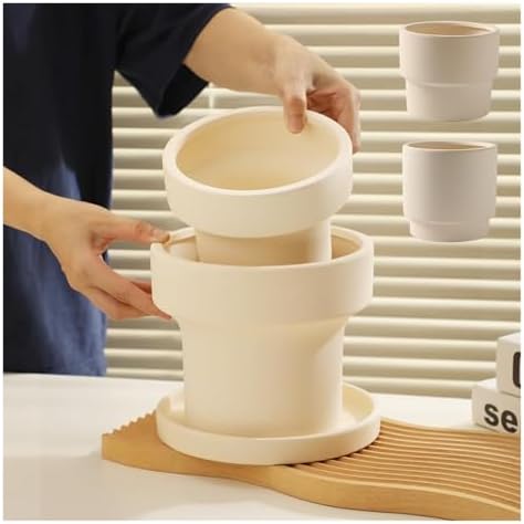 Flower pots Creative Round White Clay Plant Outdoor Indoor(15.1cm) - Image 4