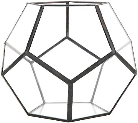 Aramox Glass Flowerpot Geometric Plant Planter 18 X 18 X 15 Cm Glass and Tin Container for Succulents Moss Cacti Ferns Indoor Desktop Shelf Windowsill Home Office Decor by Aramox