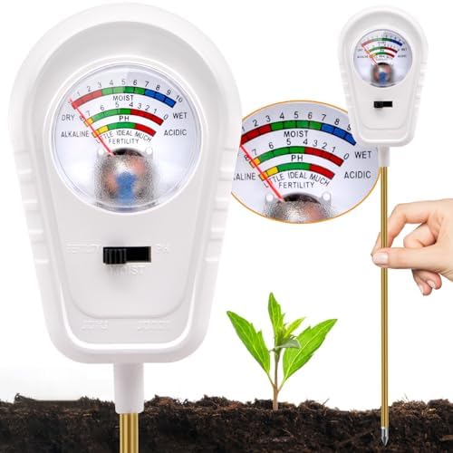 Soil Test Kit 3-in-1, Soil Moisture Meter, Soil PH Meter, Fertility Soil Tester, Soil Tester for Garden, Lawn, Farm, Outdoor & Indoor Use (Milky White) by Unknown