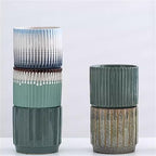 Plant Pot Cylindrical Large Ceramic Plant Pots Simple Lines Gradient Color Flower Pots Living Room Balcony Succulent Plants Green Plants Planters Flower Pots(Green,Small) (Green S) - Image 7