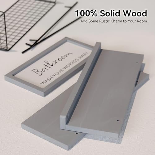 WOPITUES Floating Shelves for Bathroom Decor Art, Modern Grey - Image 4