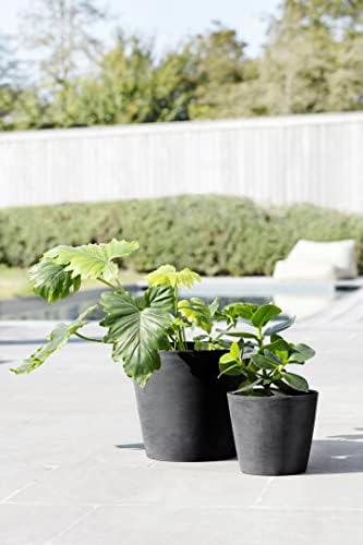 Ecopots Amsterdam Round Planter with Water Reservoir, Dark Grey, 12" - Image 4