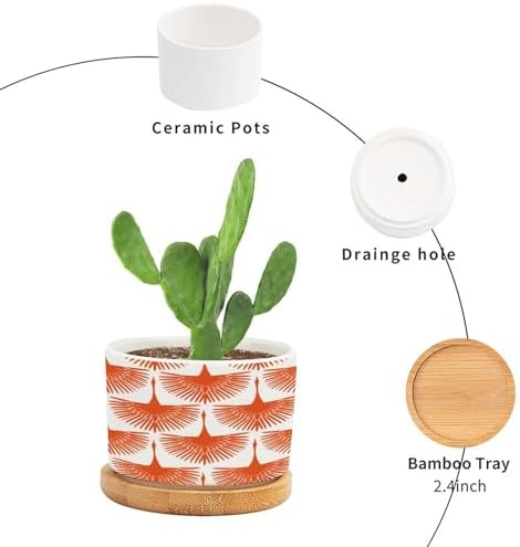 Orange Swan Cranes Ceramic Planters Orange and White Lily Geese Flock Planters for Indoor Plants with Drainage Holes and Saucers Pot for Outdoor Garden Home Plant - Image 3