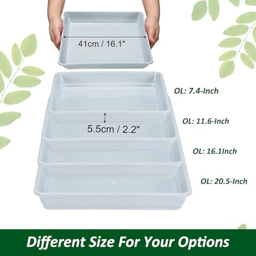 PATIKIL 16 Inch Plant Saucer Tray, 2 Pack PP Plastic Square Plant Saucer Flower Planter Drip Tray for Indoors Outdoors Patio Balcony, White - Image 3