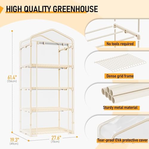 SPECILITE 4 Tiers Adjustable Indoor Mini Greenhouse with Grow Lights - Image 3