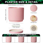 8 Inch Plant Pot, Ceramic Flower Pots, Round Plant Pots, Pink - Image 2