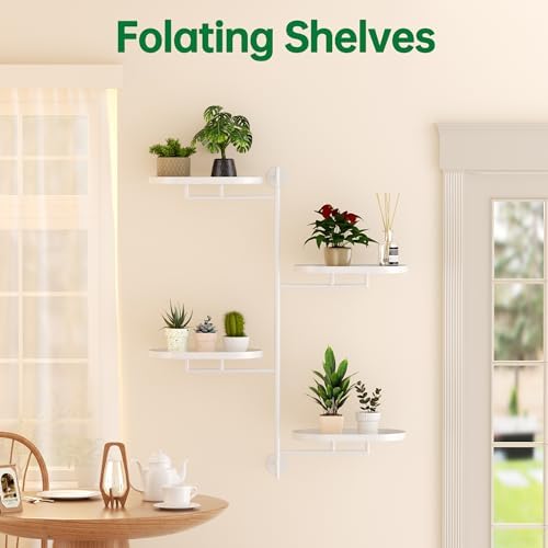 Rotating Window Shelves for Multiple Plants Indoor,4-tier Metal Corner White Plant Stand Holder Floating Hanger Shelf for Wall，Windows Sill Gifts for Planter Lover to Enhance Home Decor - Image 7