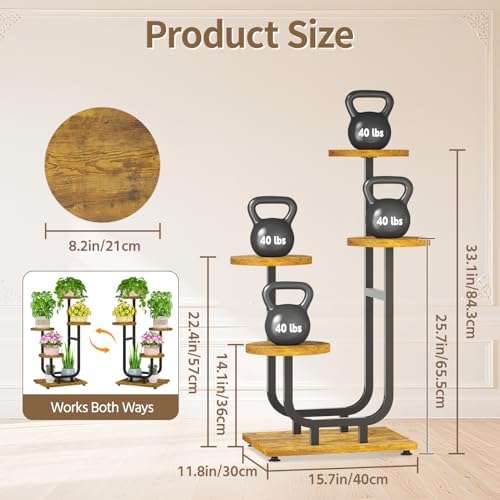 LASZOLA Plant Stand Shelf Tall for Indoor Corner, 4 Tier Wood Brown - Image 2