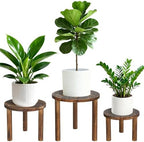 3-Pack Round Wooden Plant Stand Indoor, Heavy Duty Plant Stool by Jotboom