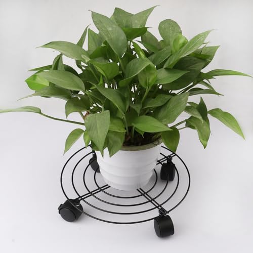5 Pack 10.6 Inch Metal Plant Caddy with wheels, Heavy Duty Plant Dolly for Indoor and Outdoor Large Potted Plants, Black - Image 4