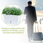 Window Box Planter 6 Pcs, 12.1 Inches Self Watering Plant Pots Rectangle Flower Pots with Drainage Holes and Breathable Trays, Vegetable Planters for Windowsill Patio Garden Balcony Porch Yard (White) - Image 6