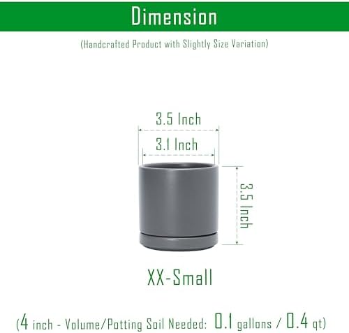 D'vine Dev 4-Pack Ceramic Pots with Saucers, Grey, 3.5 in, 94-X-A-3 - Image 2