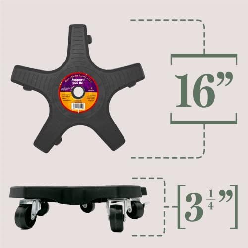 Bosmere 16" Plant Caddie - Heavy-Duty Rolling Plant Stand with Locking Wheels, 500 lb Capacity – Durable Plant Caddy for Indoor/Outdoor Use, Black - Image 5