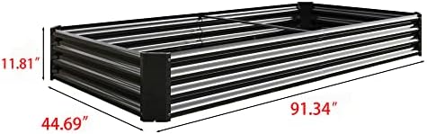 Metal Raised Garden Bed Outdoor, Rectangle Galvanized Rustproof Raised Planter Boxes for Flowers, Plants, Vegetables, Herbs (Black, 8x4x1FT) - Image 7