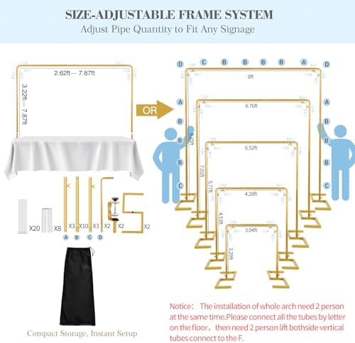 8.2FT Square Wedding Arch Backdrop Stand Adjustable,Garden Trellis - Image 4