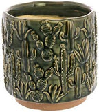HomArt 3744-3 Cactus Motif Cachepot Ceramic Planter,5-inch Height,Small,Green,5x5x5x by Unknown