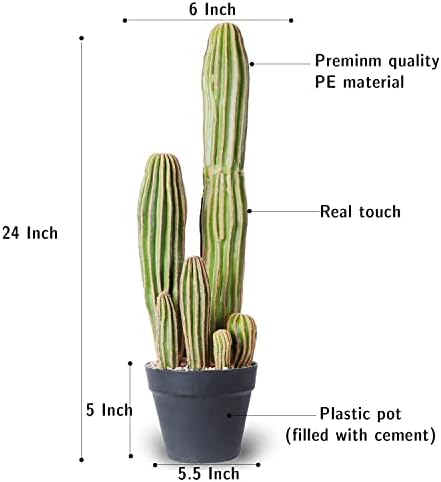 Artificial Cactus Fake Big Cactus 24 Inch Faux Cacti Plants for Home Garden Office Store Decoration - Image 2