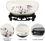 Lotus Bowl Planter Non-Porous Indoor Hydroponic Pots with Stand, Elegant Flower Vessel for Home Garden Decor(Garden) - Image 4