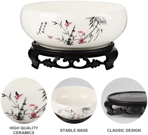Lotus Bowl Planter Non-Porous Indoor Hydroponic Pots with Stand, Elegant Flower Vessel for Home Garden Decor(Garden) - Image 4