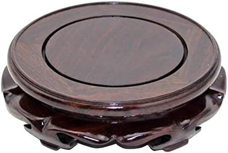 Oriental Furniture Wooden Display Stand Base Lotus Pedestal Vase Base Table Lamp Teapot Base Black Catalpa Furniture Stable Home Decoration Size1 (7.17x1.78in) by EIGXIANHAI
