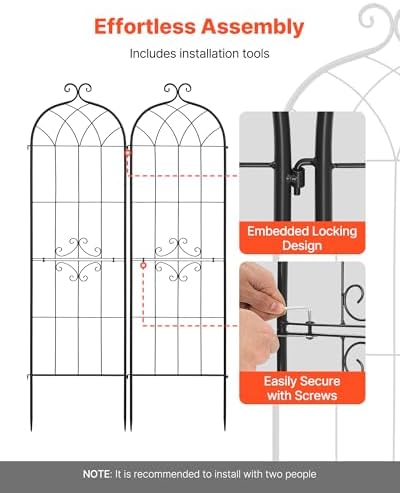 VEVOR Garden Trellis, 71 x 20 inch Rose Trellis, 8 Packs Garden Flower Rose Trellises with Powder-Coated Finish & Convenient Locking Design, Plant Support Trellises for Flowers, Vegetables, Roses - Image 4