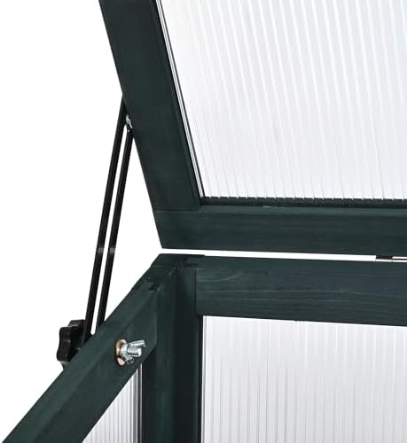 Knocbel 62" Height Portable Wooden Cold Frame Greenhouse with Wheels, Openable Roof and Adjustable Shelves, Flower Plants Shelf for Balcony Outdoor Indoor Backyard (Forest Green) - Image 7