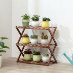 Plant Stand, Bamboo Flower Pot Display Rack Modern Flower Shelf Living Room Floor-Standing Multi-Layer Foldable Indoor Balcony Succulents Ladder Shelf,B-50 * 25 * 39cm by Unknown