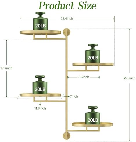 YQSLYSF Window Rotating Plant Stand Shelf Indoor Gold Metal Floating Shelves 4-Tier Wall Mount Plant hanger Holders for Wall Planter Modern Home Decor window sill gifts - Image 5